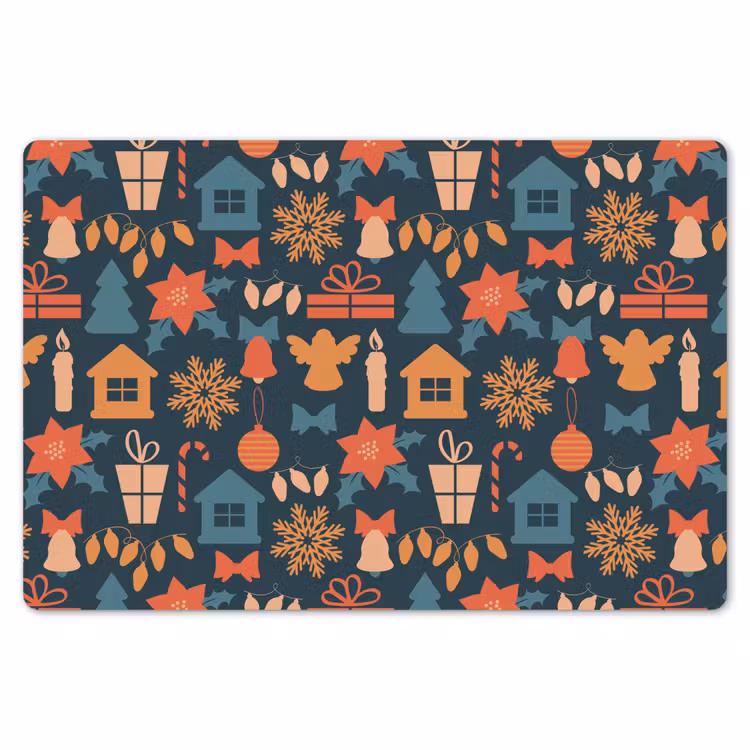 Placemat - 6 stuks - Patroon - Kerst - Symbolen - Blauw — 7