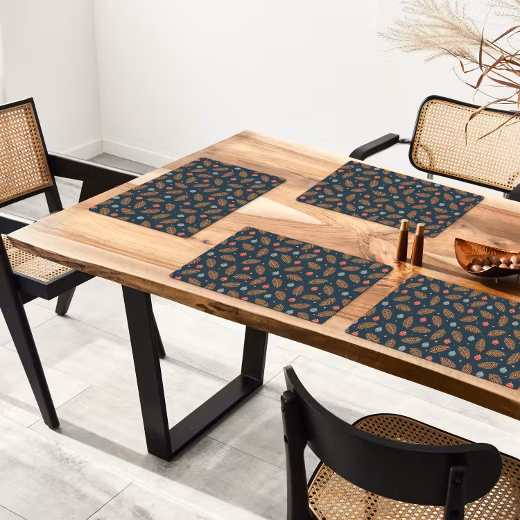 Placemat - 6 stuks - Patroon - Kerst - Symbolen - Donkerblauw — 5