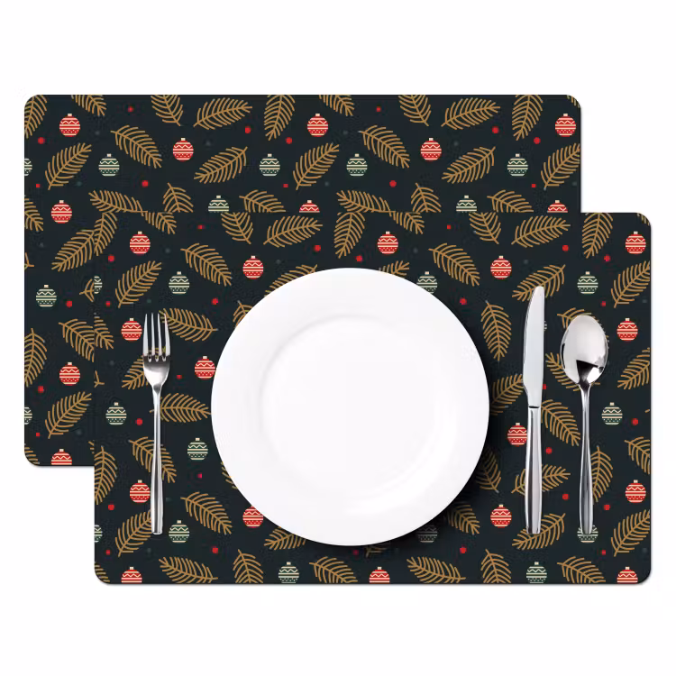 Placemat - 6 stuks - Patroon - Kerst - Symbolen - Groen — 2
