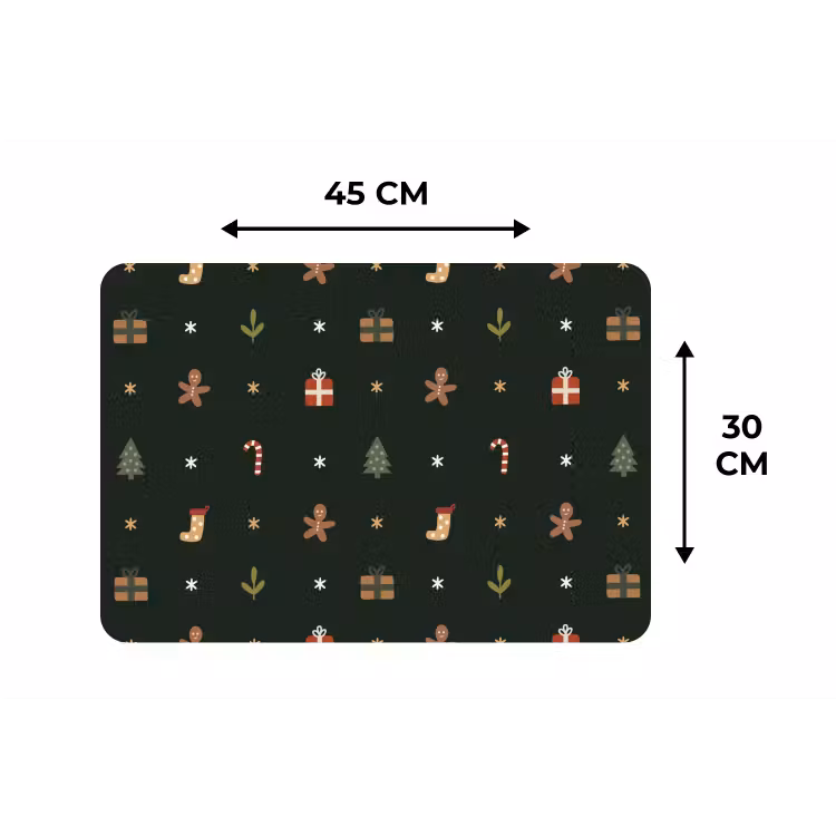 Placemat - 6 stuks - Patroon - Kerstsymbolen - Groen — 3