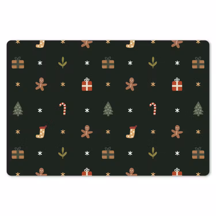Placemat - 6 stuks - Patroon - Kerstsymbolen - Groen — 7