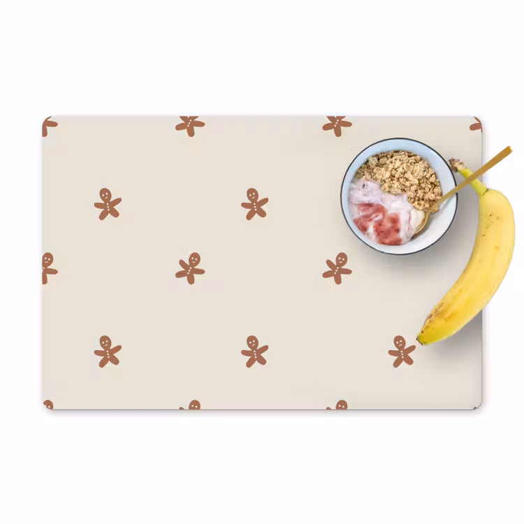 Placemat - 6 stuks - Patroon - Koekjes - Beige — 1