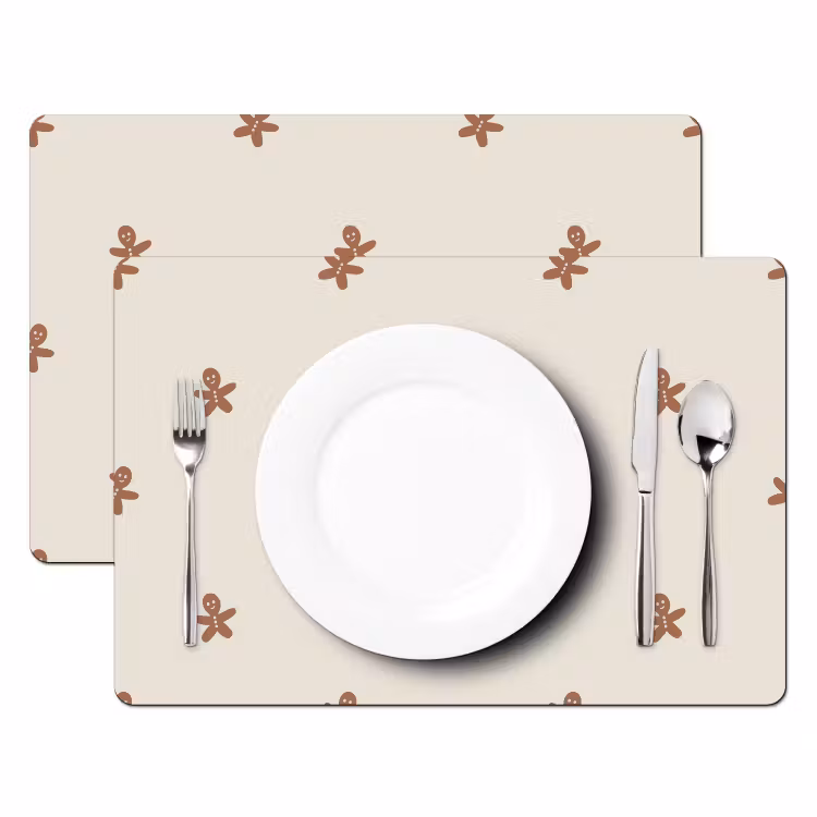 Placemat - 6 stuks - Patroon - Koekjes - Beige — 2