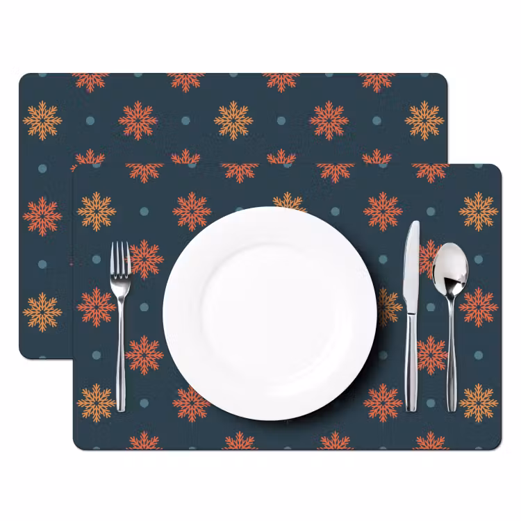 Placemat - 6 stuks - Patroon - Sneeuwvlokken - Blauw — 2