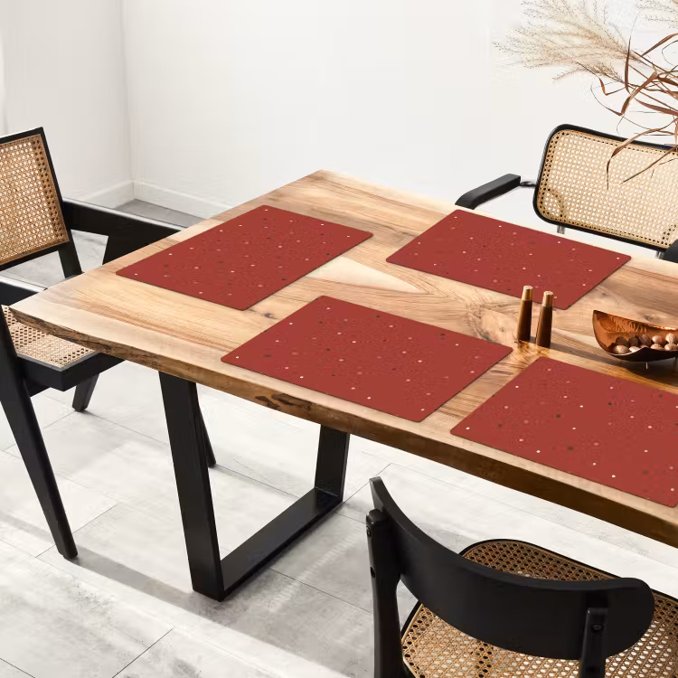 Placemat - 6 stuks - Patroon - Stippen - Rood — 5
