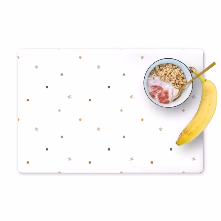 Placemat - 6 stuks - Patroon - Stippen - Sterren - Wit — 1