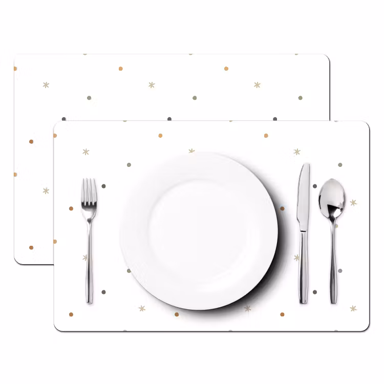 Placemat - 6 stuks - Patroon - Stippen - Sterren - Wit — 2