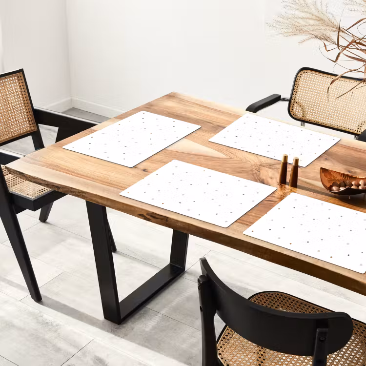 Placemat - 6 stuks - Patroon - Stippen - Sterren - Wit — 5
