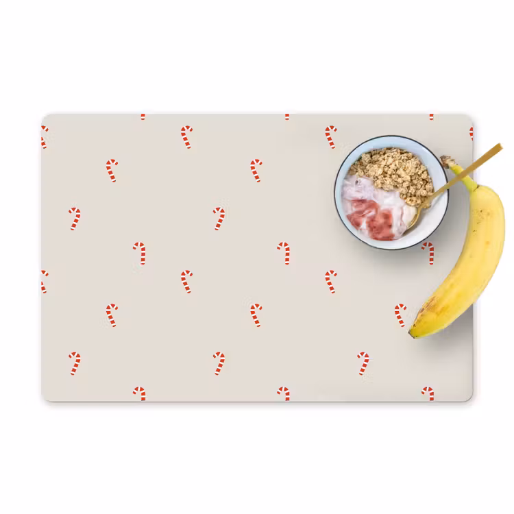 Placemat - 6 stuks - Patroon - Zuurstokken - Beige — 1