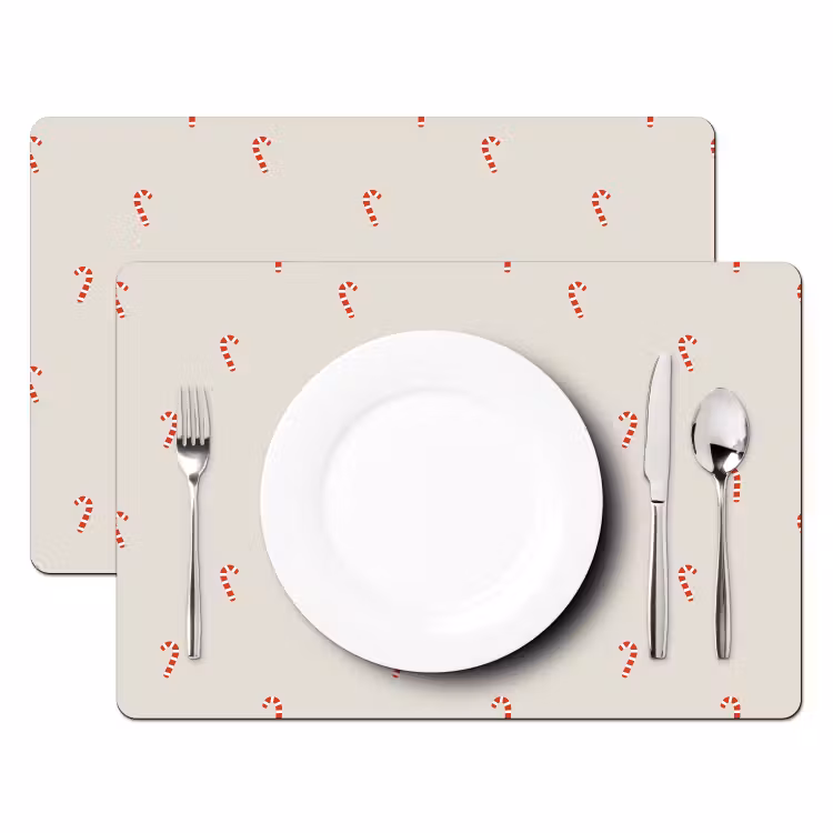 Placemat - 6 stuks - Patroon - Zuurstokken - Beige — 2