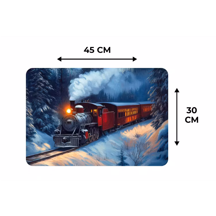 Placemat - 6 stuks - Trein - Kerst - Sneeuw - Kersttrein — 3