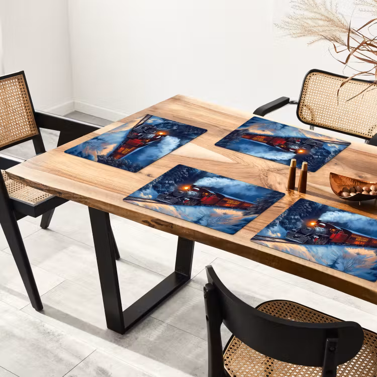 Placemat - 6 stuks - Trein - Kerst - Sneeuw - Kersttrein — 5