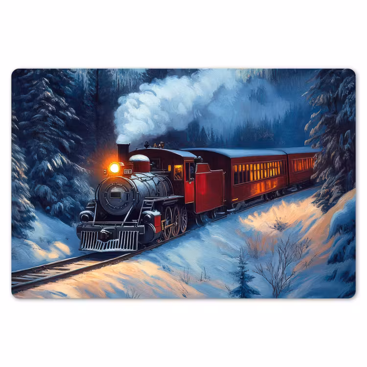Placemat - 6 stuks - Trein - Kerst - Sneeuw - Kersttrein — 7