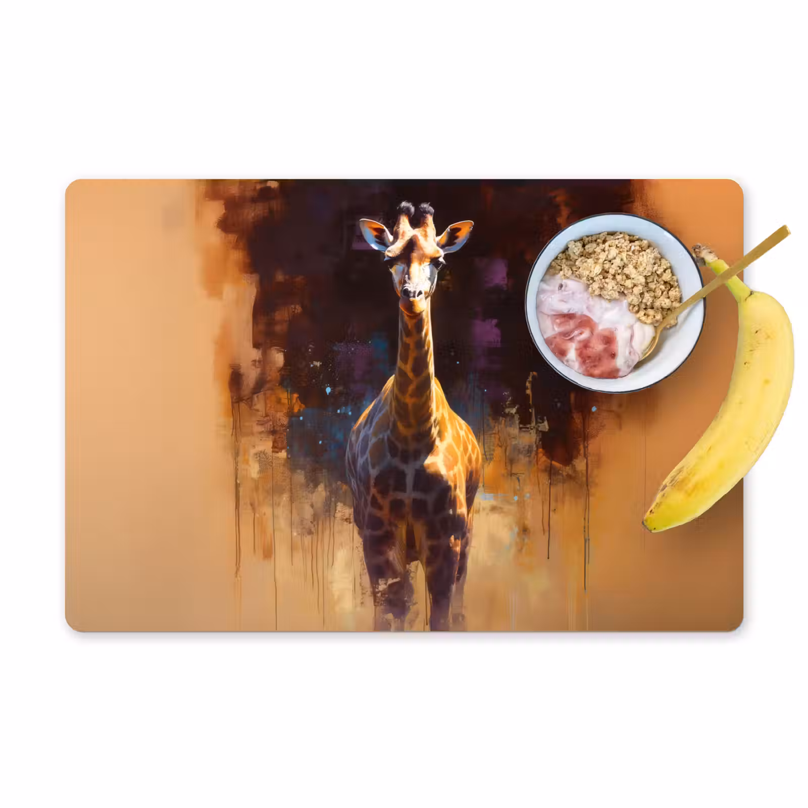 Placemat - 6 stuks - Giraf - Bruin - Abstract - Geschilderd — 1
