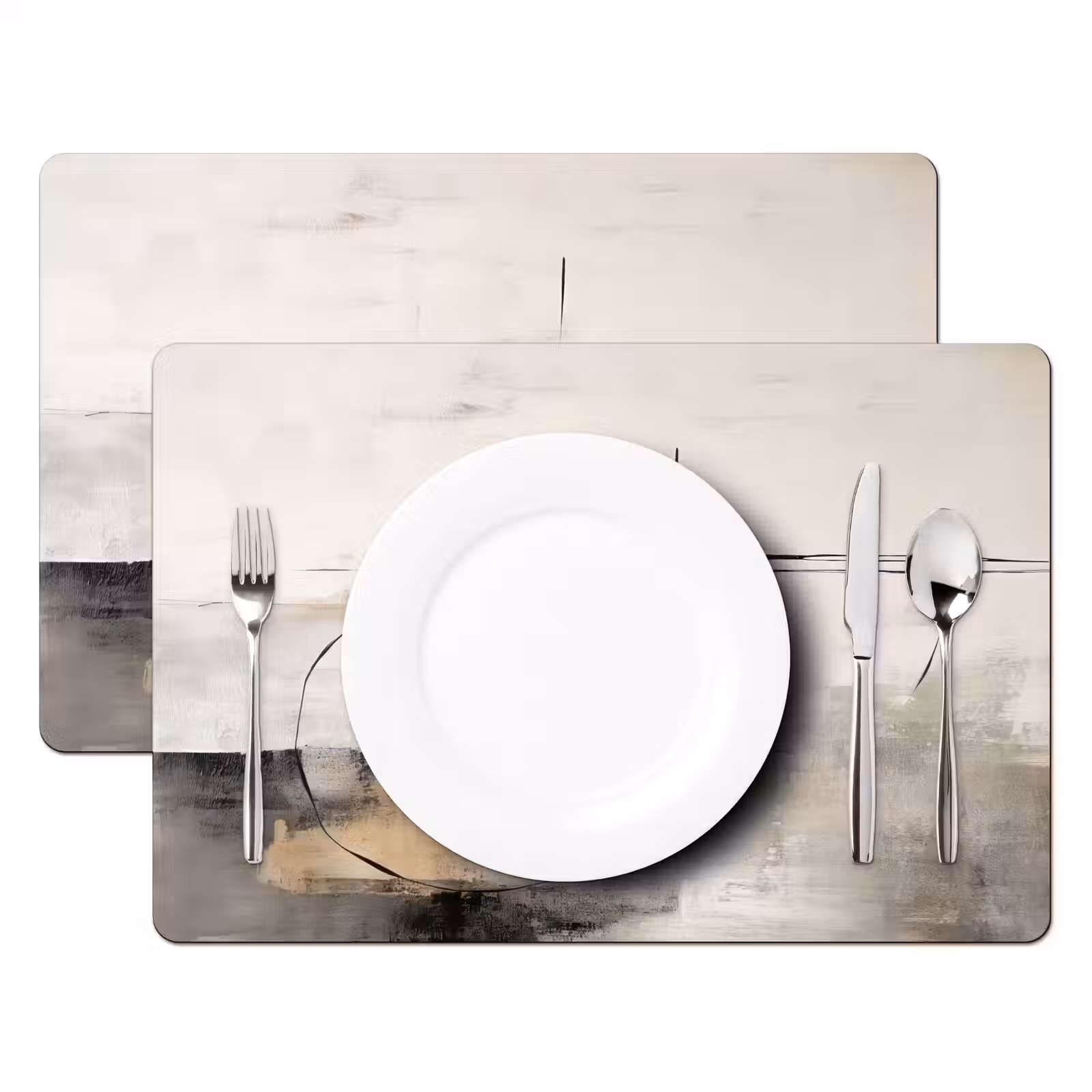 Placemat - 6 stuks - Kunst - Abstract - Grijs - Industrieel — 1