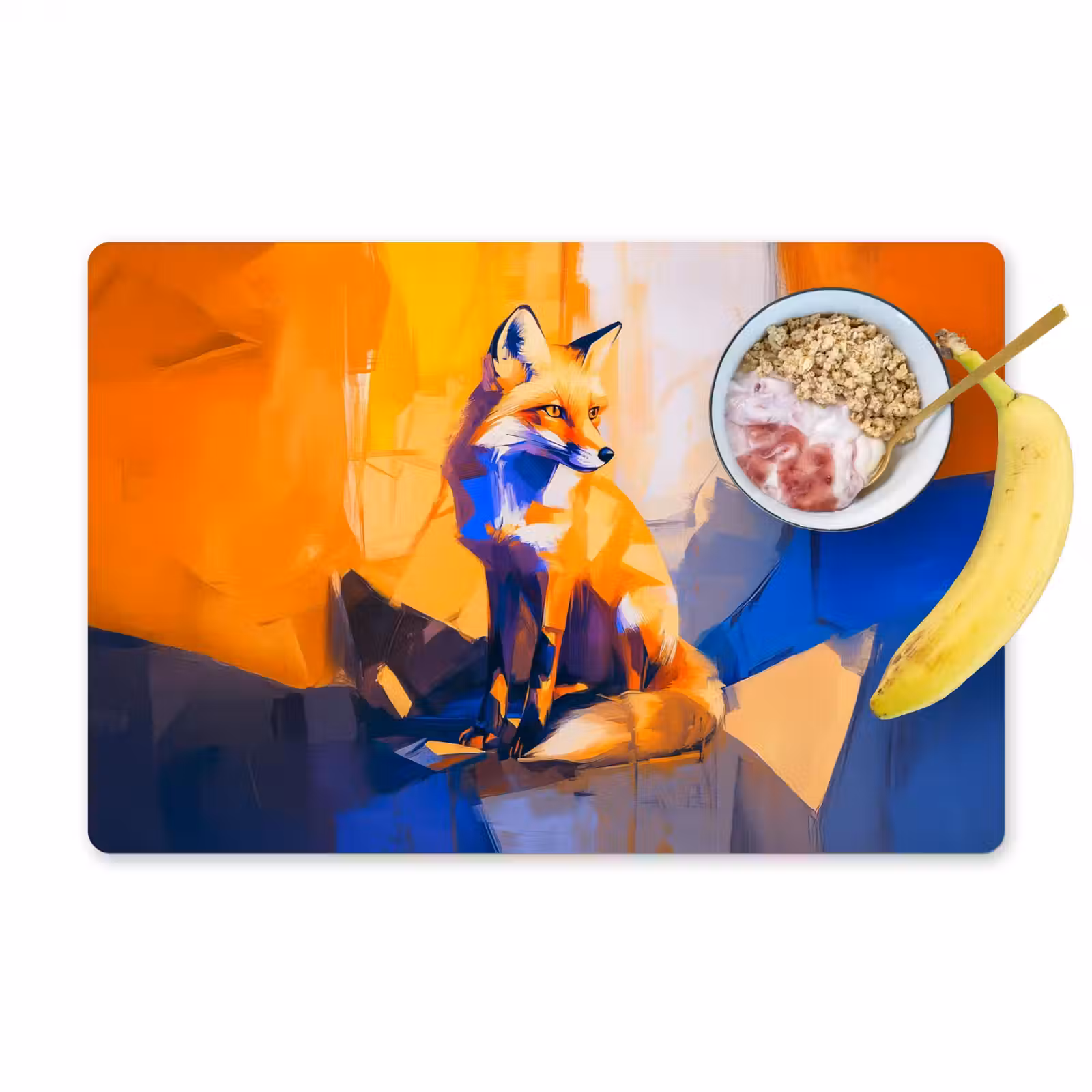 Placemat - 6 stuks - Vos - Oranje - Vormen - Abstract — 1