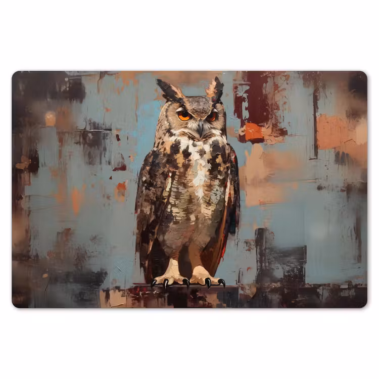 Placemat - 6 stuks - Geschilderd - Abstract - Uil - Bruin — 7