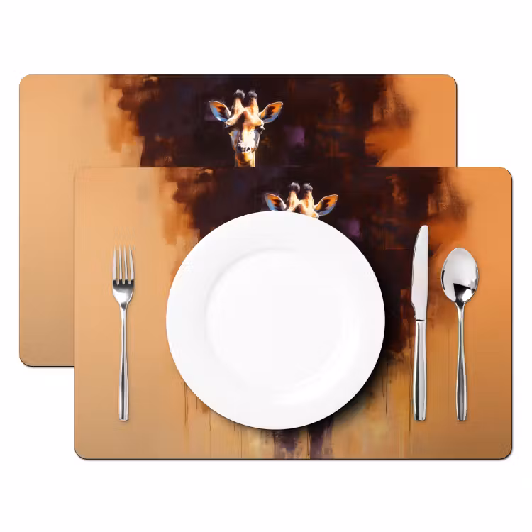 Placemat - 6 stuks - Giraf - Bruin - Abstract - Geschilderd — 2