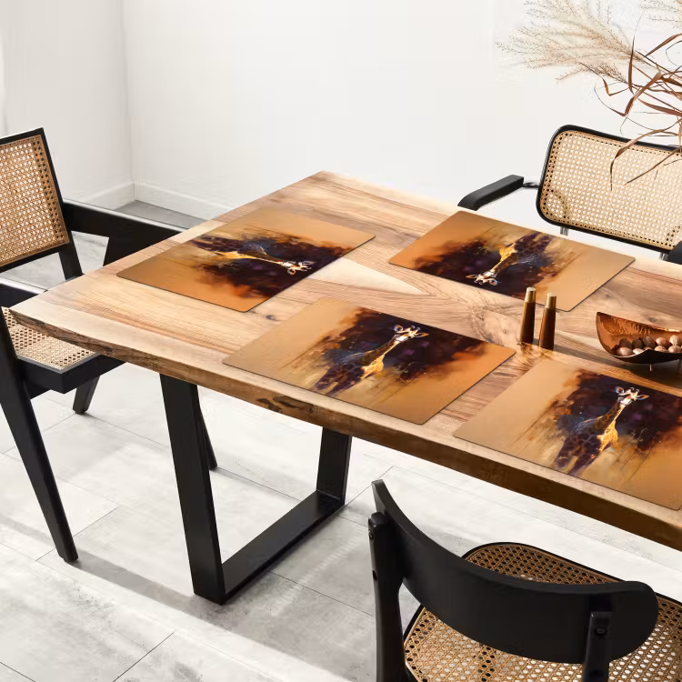 Placemat - 6 stuks - Giraf - Bruin - Abstract - Geschilderd — 5