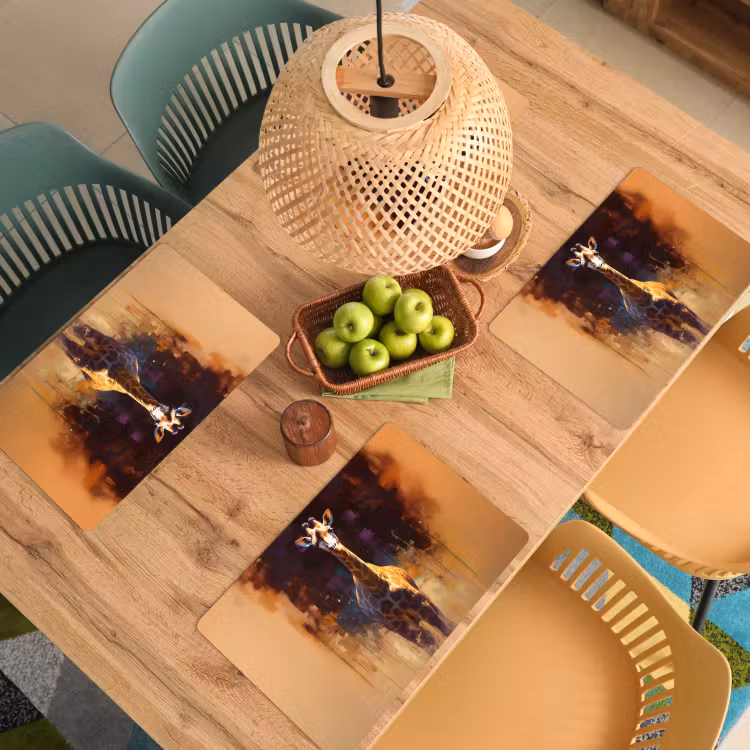 Placemat - 6 stuks - Giraf - Bruin - Abstract - Geschilderd — 6
