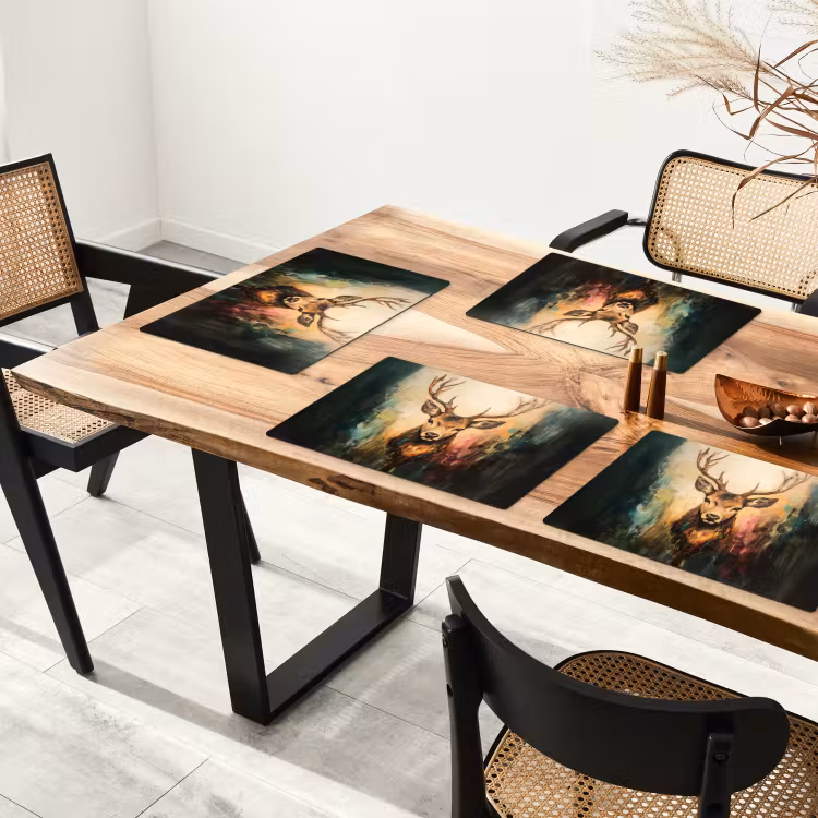Placemat - 6 stuks - Hert - Geverfd - Gewei - Bruin — 5