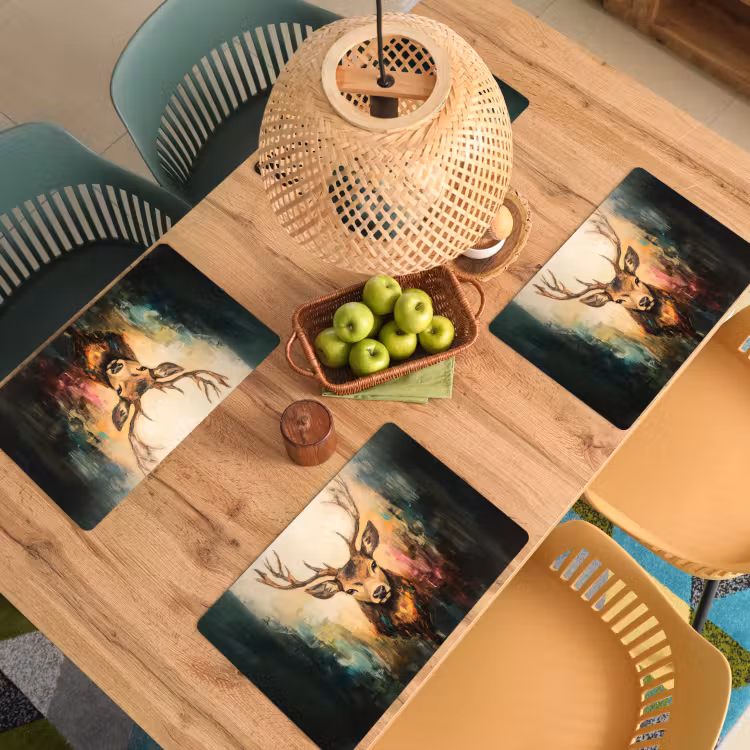 Placemat - 6 stuks - Hert - Geverfd - Gewei - Bruin — 6