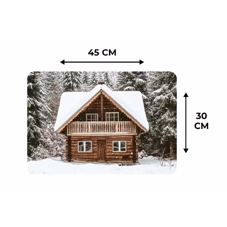 Placemat - 6 stuks - Huis - Bos - Winter - Natuur - Sneeuw — 3