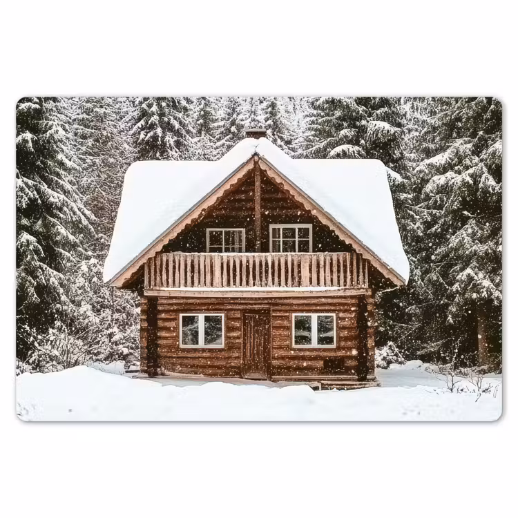 Placemat - 6 stuks - Huis - Bos - Winter - Natuur - Sneeuw — 7