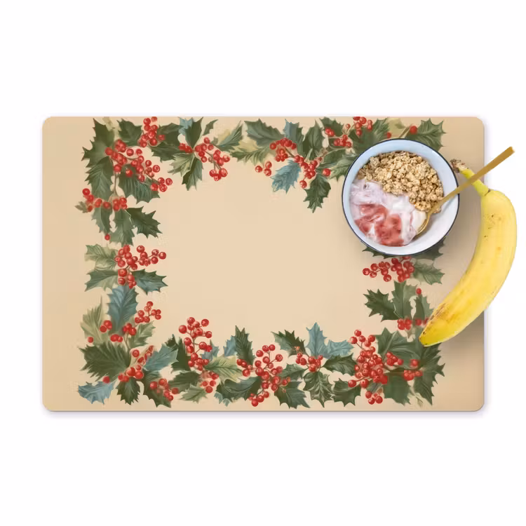 Placemat - 6 stuks - Hulstrand - Bessen - Beige — 1
