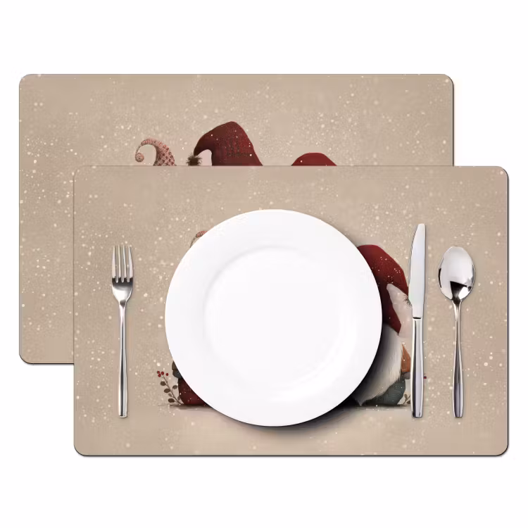 Placemat - 6 stuks - Kabouters - Kerst - Sneeuw - Puntmutsen — 2