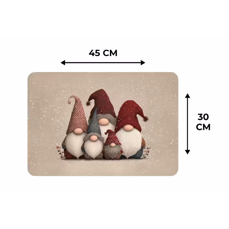Placemat - 6 stuks - Kabouters - Kerst - Sneeuw - Puntmutsen — 3