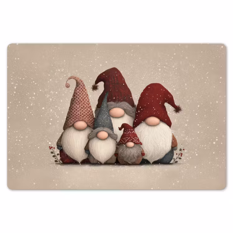 Placemat - 6 stuks - Kabouters - Kerst - Sneeuw - Puntmutsen — 7