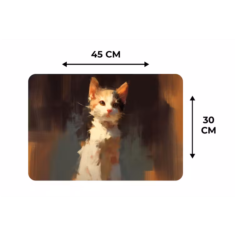 Placemat - 6 stuks - Kat - Geschilderd - Artistiek - Wit — 3