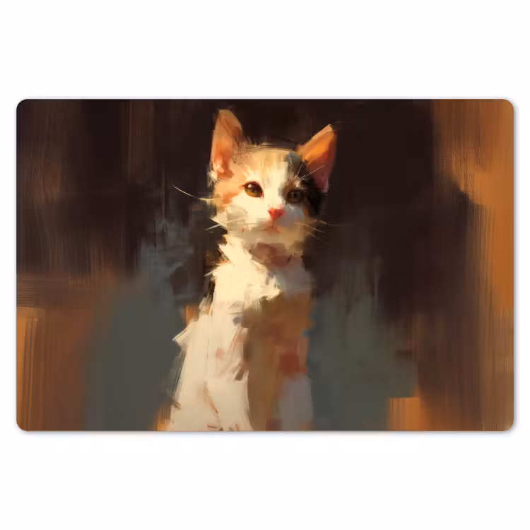 Placemat - 6 stuks - Kat - Geschilderd - Artistiek - Wit — 7