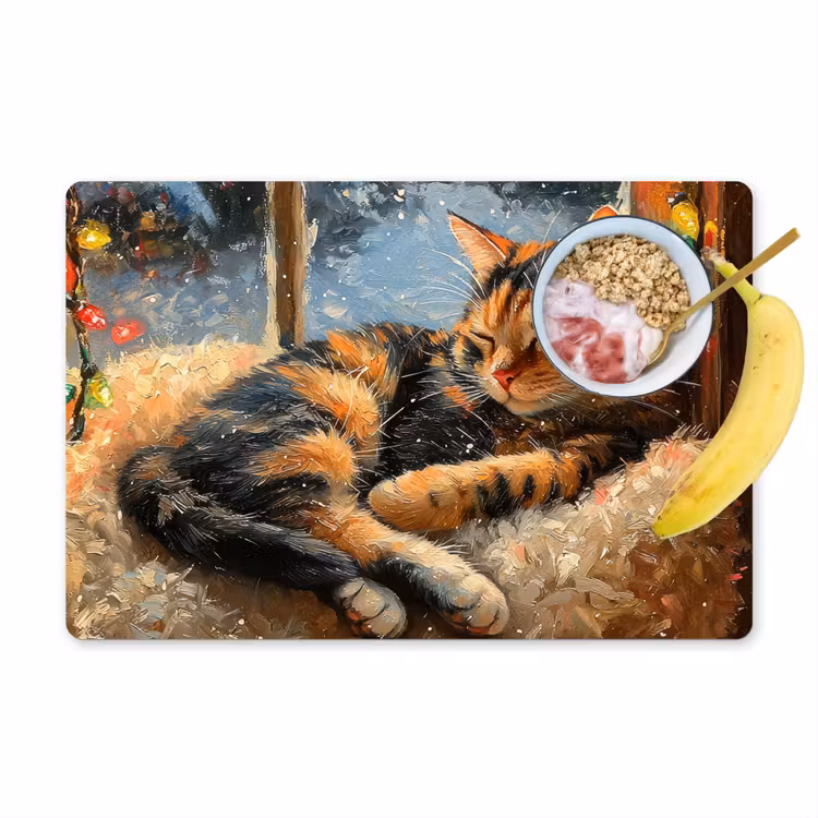 Placemat - 6 stuks - Kat - Kerst - Winter - Dier — 1