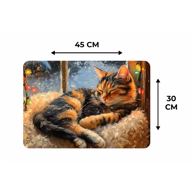Placemat - 6 stuks - Kat - Kerst - Winter - Dier — 3
