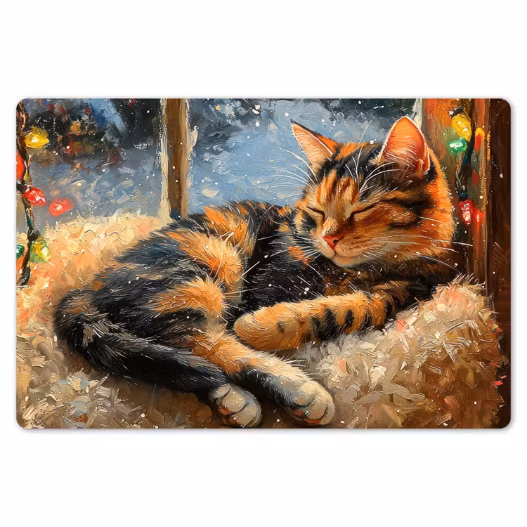Placemat - 6 stuks - Kat - Kerst - Winter - Dier — 7