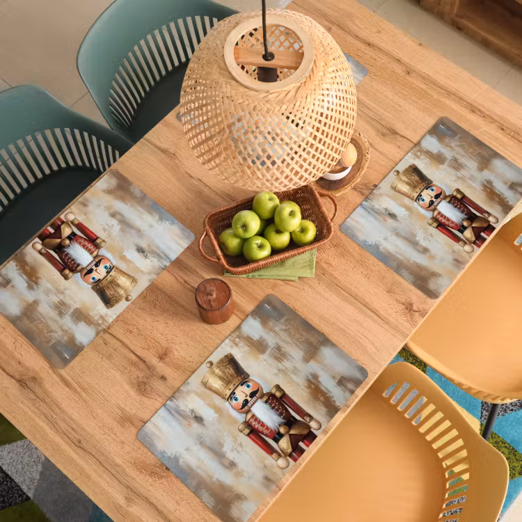 Placemat - 6 stuks - Kerst - Poppetje - Abstract — 6