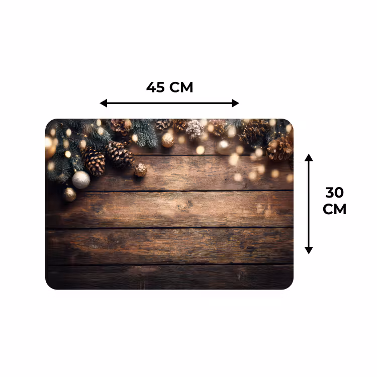 Placemat - 6 stuks - Kerstdecoratie - Houten - Dennenappel - Bruin — 3