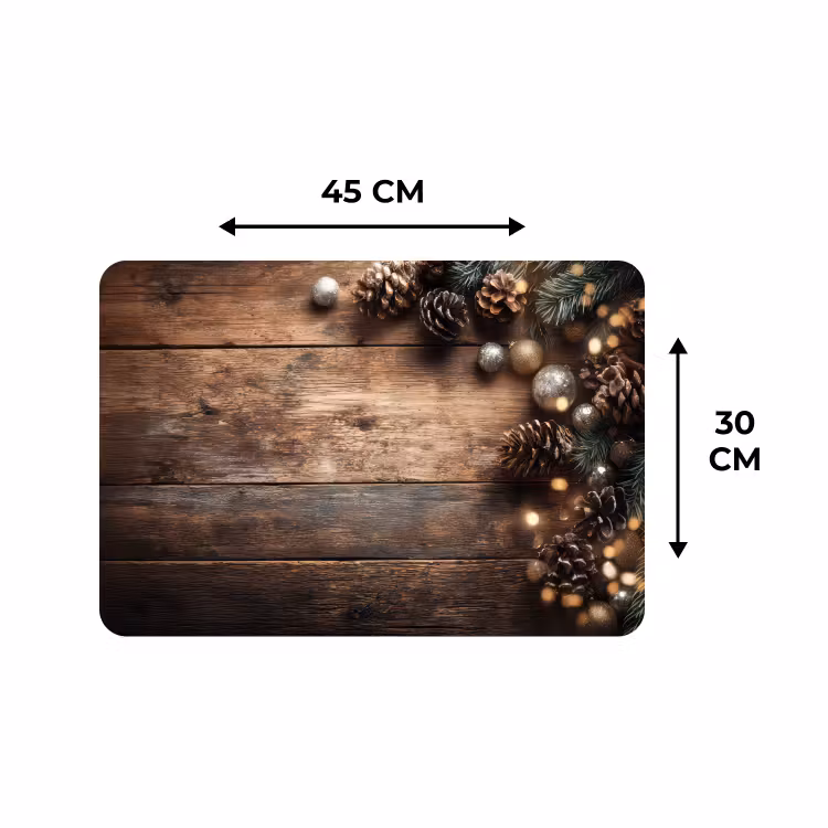 Placemat - 6 stuks - Kersthoekdecoratie - Dennenappels - Lichtjes — 3