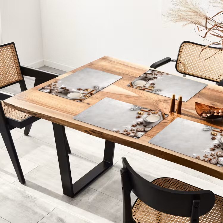 Placemat - 6 stuks - Kruiden - Winter - Melk - Beton — 5