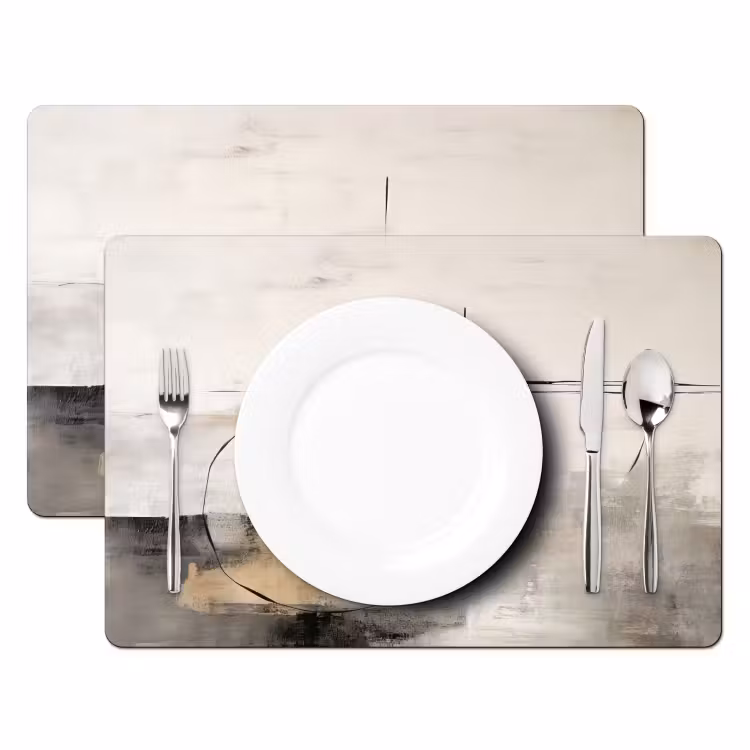 Placemat - 6 stuks - Kunst - Abstract - Grijs - Industrieel — 1