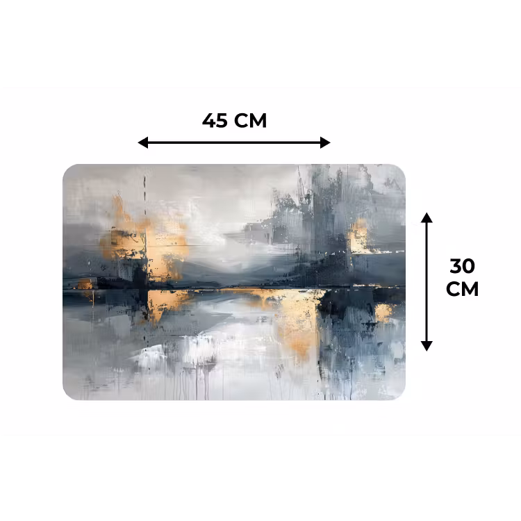 Placemat - 6 stuks - Kunst - Grijs - Goud - Abstract — 3