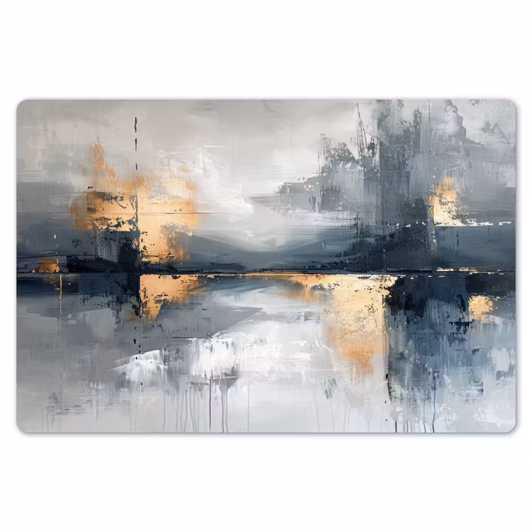 Placemat - 6 stuks - Kunst - Grijs - Goud - Abstract — 7