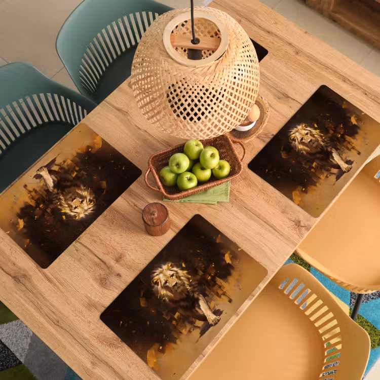Placemat - 6 stuks - Leeuw - Geschilderd - Abstract - Goud — 6