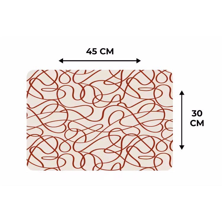 Placemat - 6 stuks - Lijnen - Abstract - Rood - Beige — 3