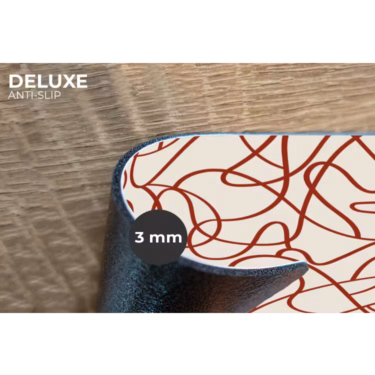 Placemat - 6 stuks - Lijnen - Abstract - Rood - Beige — 4