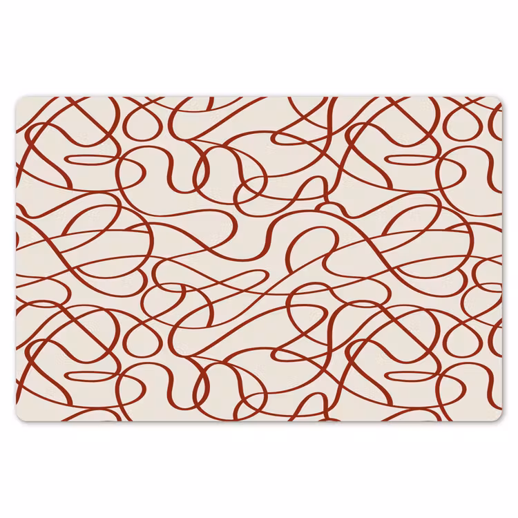 Placemat - 6 stuks - Lijnen - Abstract - Rood - Beige — 7