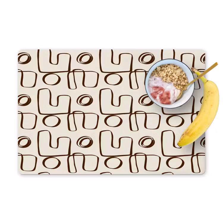 Placemat - 6 stuks - Lijnen - Beige - Patroon - Donkerbruin — 1