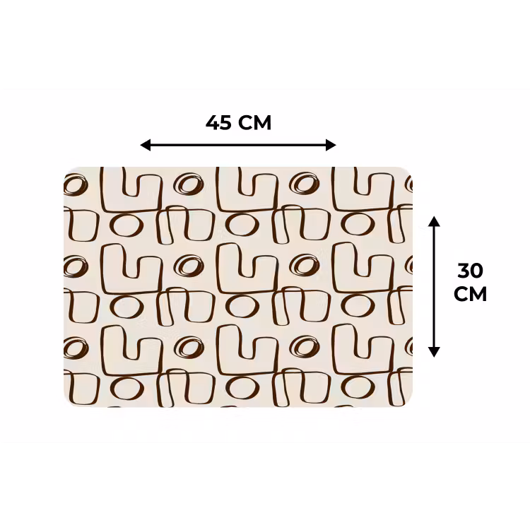 Placemat - 6 stuks - Lijnen - Beige - Patroon - Donkerbruin — 3